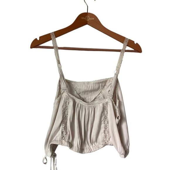 Urban Outfitters Lace Strap & Outline Silk-Like Crop Top with Adjustable Waist — - Picture 3 of 4